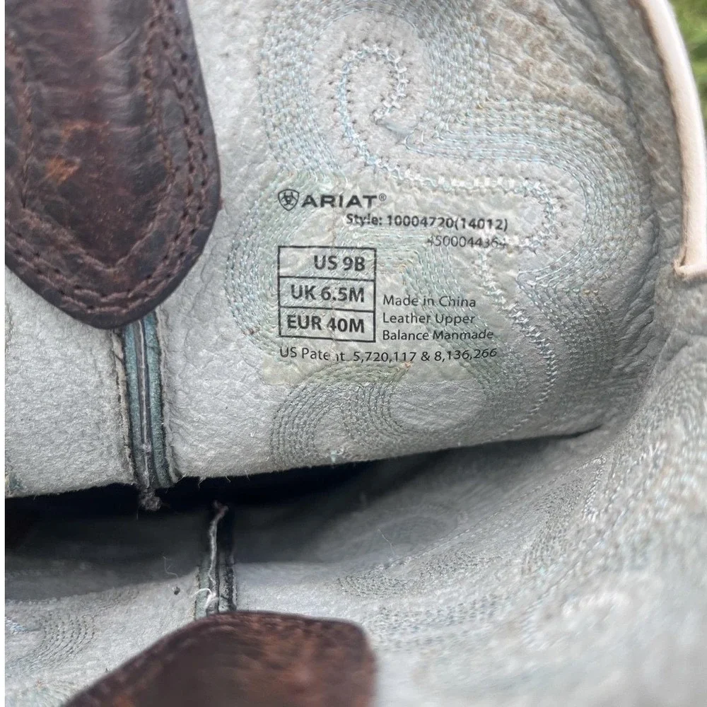 Ariat Quickdraw Western Cowboy Boots Women's 9B Brown Turquoise Square Toe - Picture 12 of 12
